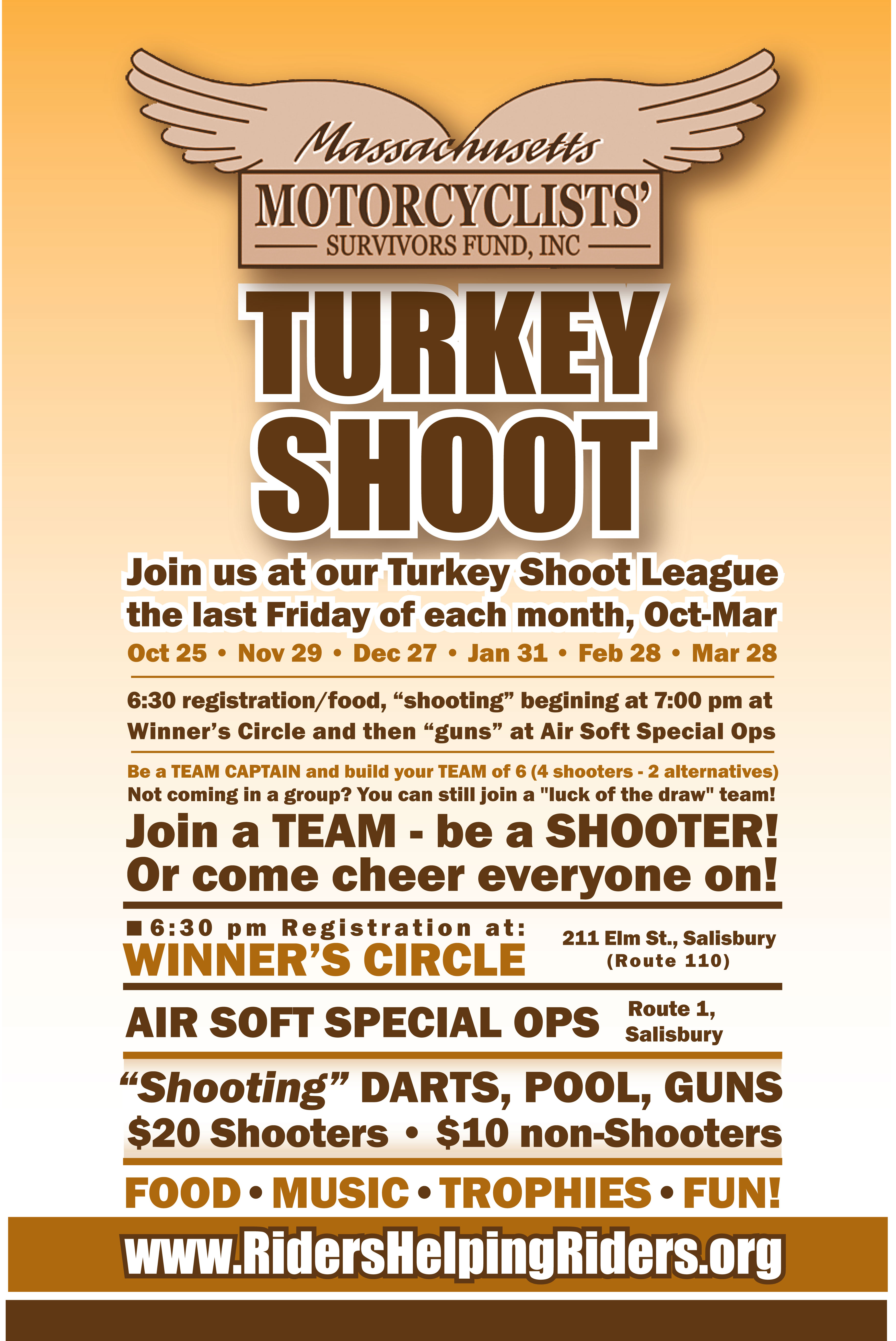 MMSF Turkey Shoot League Starts October 25th Riders Helping Riders