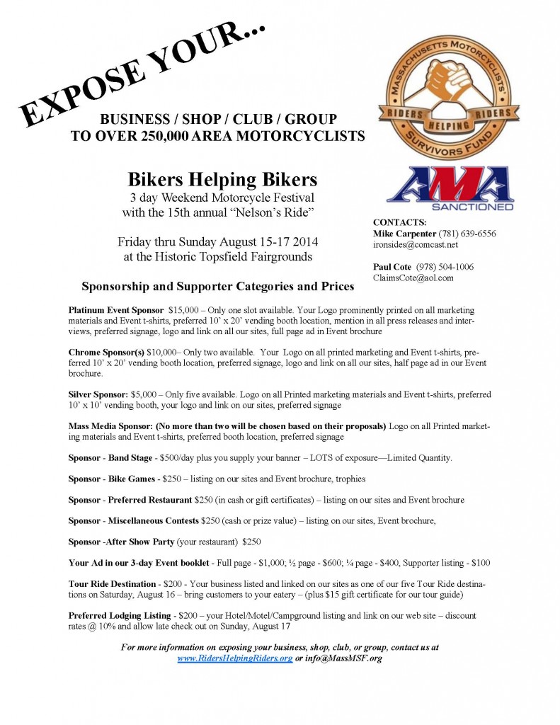 2014 Rally Sponsors  Riders Helping Riders